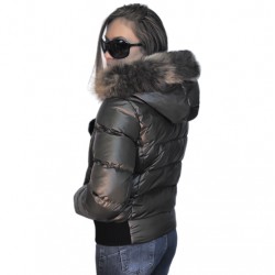 Дамско яке с естествен пух, City Angels Jeans, Кафяво, 6856